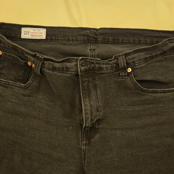Excellent Used GAP High Rise Stride Wide-Leg Jeans Size 34/18R Distressed Black - Picture 4 of 4